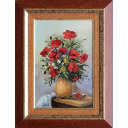 Zoltán Rajczi: Poppies in a vase - 30x20cm