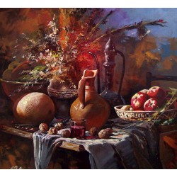 Alim Adilov: Still life with nuts - 50x50cm