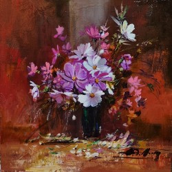 Alim Adilov: Purple flowers II. - 60x60cm